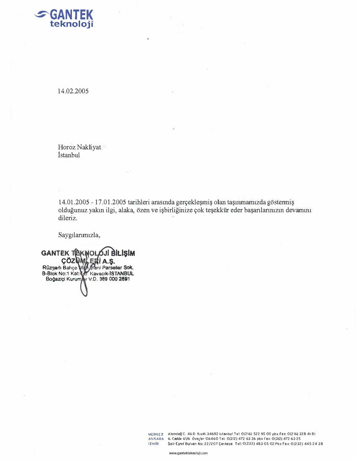 Horoz Nakliyat referans mektubu 16