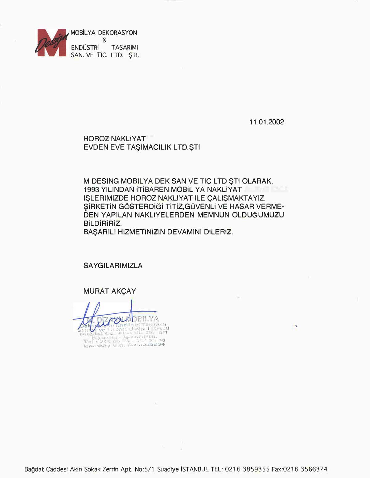 Horoz Nakliyat referans mektubu 35