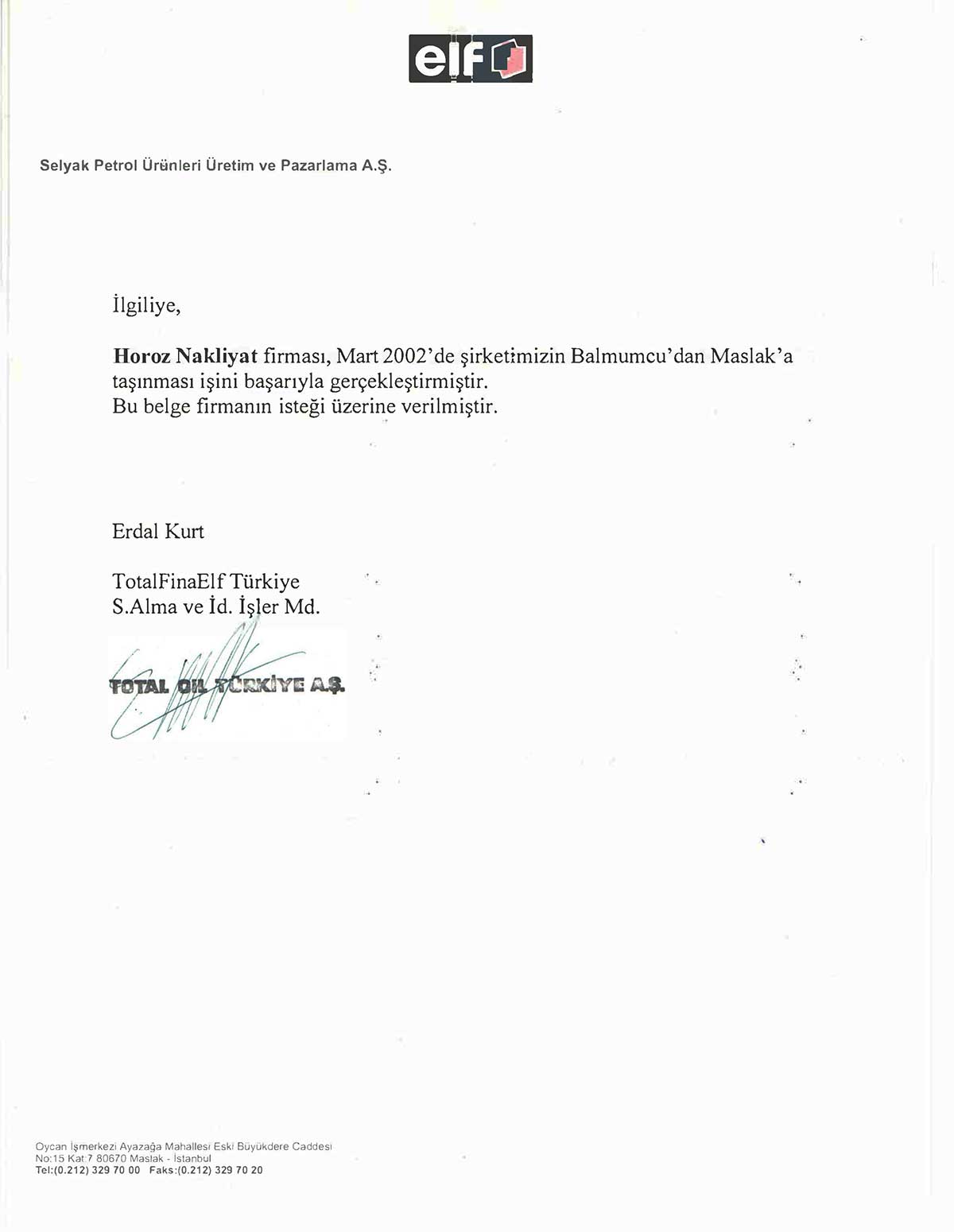 Horoz Nakliyat referans mektubu 37