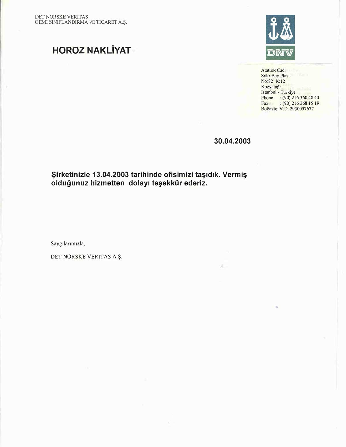 Horoz Nakliyat referans mektubu 39